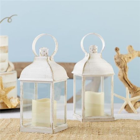 KATE ASPEN Kate Aspen 18214WT-2set 8.7 x 4 x 4 in. LED Vintage Decorative Marrakesh Lantern; White - Set of 2 18214WT-2set